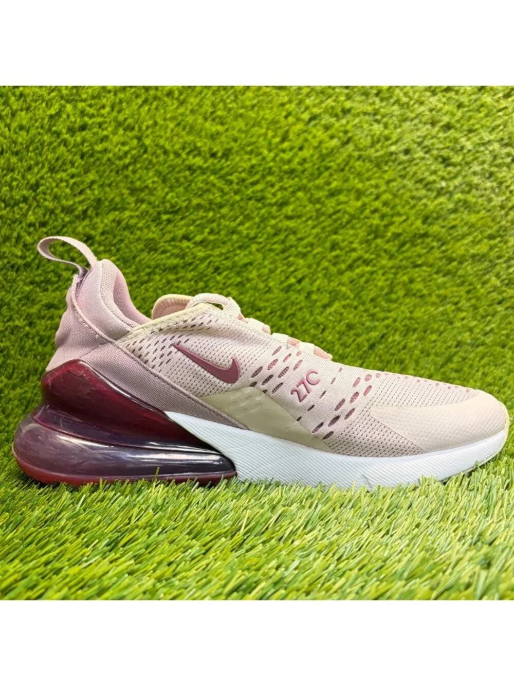 Nike Air Max 270 Womens Size 9 Barely Pink White Athletic Running Shoes Sneakers